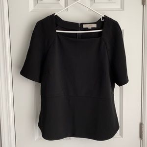 LOFT Black Square Neck Top